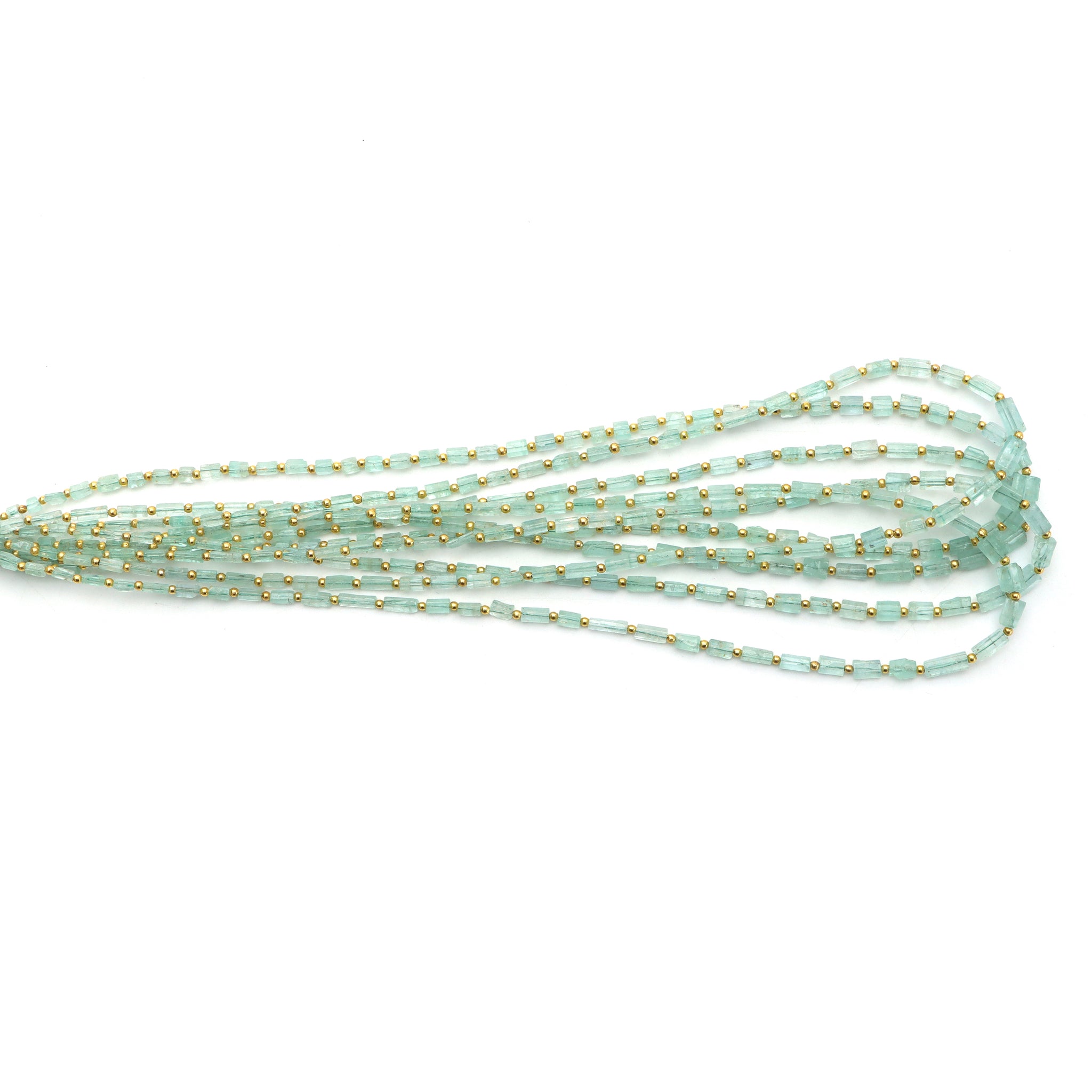 エメラルドファセットシリンダービーズ、2.5x4.5〜4x7.5mm、エメラルド