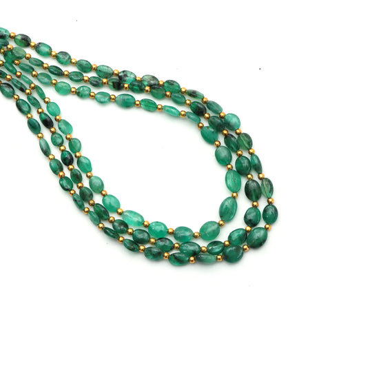 Natural Emerald Smooth Oval Beads, 4x4.5 To 5.5x8mm, Emerald Jewelry Making Beads, a18 Inches Full Strand,  Price Per Strand