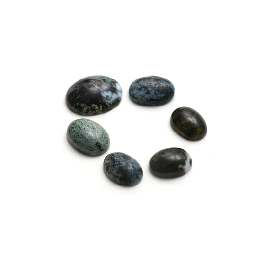 Natural Textured Blue Opal Smooth Oval Loose Gemstone, 13x18 mm to 20x25 mm, Blue Opal Gemstone, Plain Oval Cabs, Set of 6 Pieces