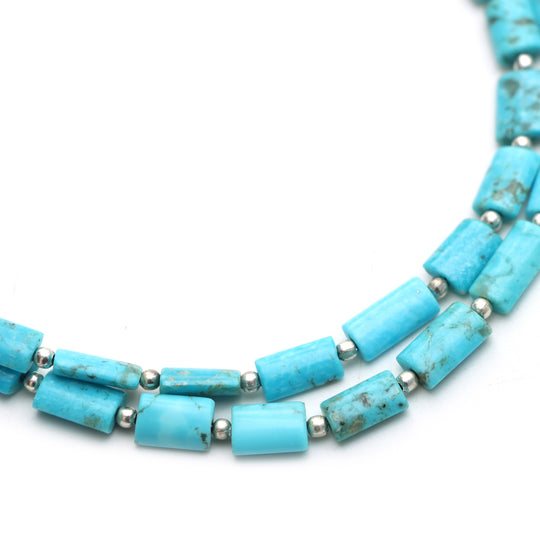 Turquoise Smooth Cylinder Beads, 4.5x8 mm To 8x10 mm, Turquoise Jewelry Making Beads, Plain Turquoise Beads, 18 Inches, Price Per Strand