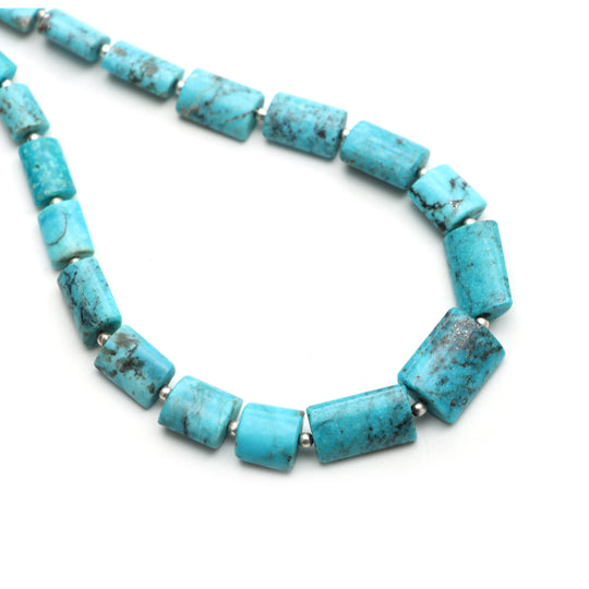 Turquoise Smooth Cylinder Beads, 4.5x9 mm To 11.5x15 mm, Turquoise Jewelry Making Beads, Plain Turquoise Beads, 18 Inches, Price Per Strand