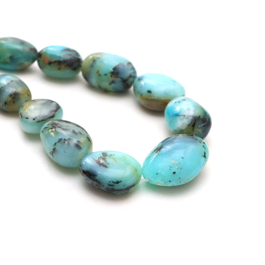 Peruvian opal smooth tumble beads, 10x13 mm to 23x28 mm, Plain peruvian opal beads, Tumble shape opal, 20 inches strand, Price per strand