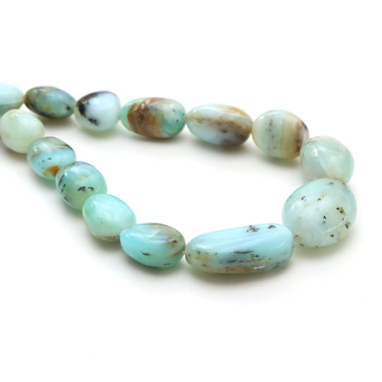 Peruvian opal smooth tumble beads, 8x10 mm to 16.5x30 mm, Plain peruvian opal beads, Tumble shape opal, 19 inches strand, Price per strand