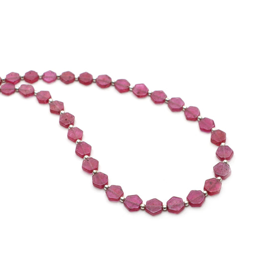Ruby Smooth Hexagon Beads, 6x6.5 mm To 7.5x8 mm, Ruby Jewelry Making Beads, Plain Ruby Beads, Plain Hexagon, 20 Inches, Price Per Strand
