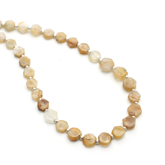 Yellow Sapphire Smooth Hexagon Beads, 5x6 mm To 8x9 mm, Sapphire Jewelry Making Beads, Plain Sapphire Beads, 20 Inches, Price Per Strand