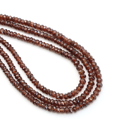 Natural Brown Zircon Faceted Rondelle Beads, 3mm To 5mm, Brown Zircon Making Jewelry Beads, 18 Inches Full Strand, Price Per Strand