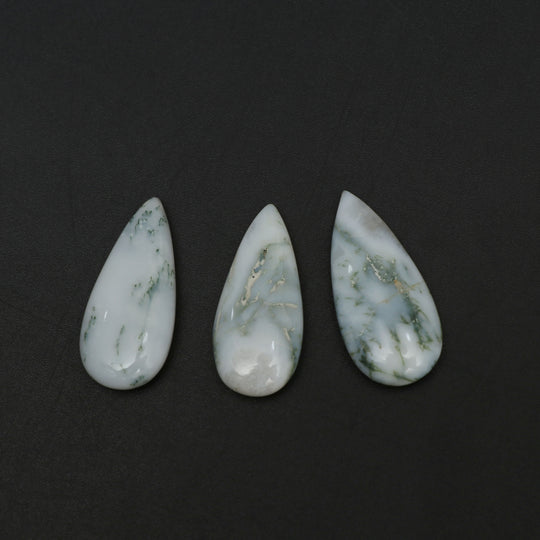 Natural Textured Blue Opal Smooth Pear Loose Gemstone, 14x31 mm, Blue Opal Jewelry Handmade Gift for Women, Set of 3 Pieces