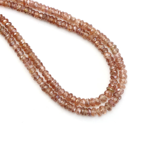 Natural Chocolate Zircon Faceted Rondelle Beads, 3mm To 5mm, Chocolate Zircon Making Jewelry Beads, 18 Inches Full Strand, Price Per Strand