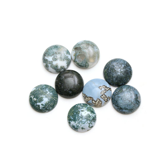 Natural Textured Blue Opal Smooth Round Loose Gemstone, 20x20 mm, Blue Opal Gemstone, Plain Round Cabs, Set of 8 Pieces