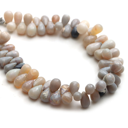 Australian Opal Smooth Drop Beads, 5x8 mm To 6x9.5 mm, Opal Jewelry Making Beads,  Plain Opal Beads, 8 Inches Full Strand, Price Per Strand