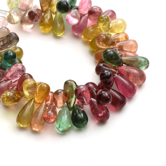 Multi Tourmaline Smooth Drop Beads, 7x12.5 mm To 9x17.5 mm, Plain Tourmaline Beads, Plain Tourmaline Drops, 8 Inch Strand, Price Per Strand