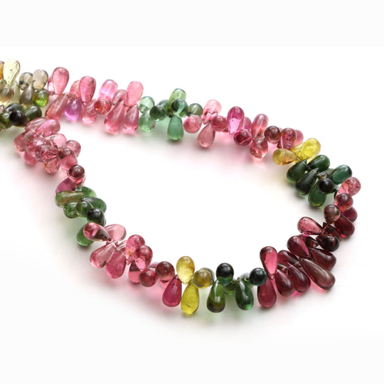 Multi Tourmaline Smooth Drop Beads, 5x8 mm To 5x13 mm, Tourmaline Jewelry Making Beads, Plain Tourmaline Beads, 17 Inches, Price Per Strand