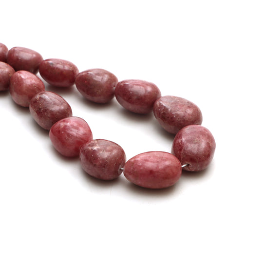 ロードナイト スムース タンブル ビーズ、10.5x13.5 mm ～ 18.5x25.5 mm、プレーン ロードナイト ビーズ、タンブル シェイプ ビーズ、18 インチ ストランド、1 ストランドあたりの価格