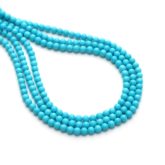 Turquoise Smooth Round Ball Beads, 4.5 mm, Turquoise Jewelry Making Beads, Plain Round Balls, 15 Inches Full Strand, Price Per Strand