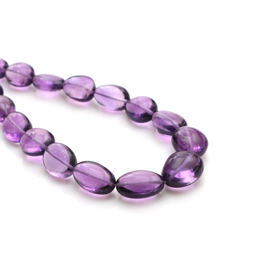 Amethyst Smooth Tumble Beads, 10.5x12 mm To 15.5x19 mm, Amethyst Jewelry Making Beads 21 Inches Full Strand, Price Per Strand