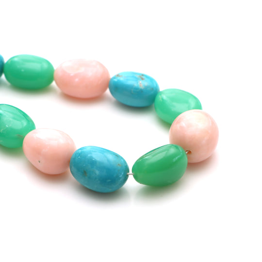 ミックス セミ スムース タンブル ビーズ、13 x 16.5 mm ～ 17 x 20 mm、タンブル シェイプ ミックス セミ ビーズ、プレーン ミックス セミ、16 インチ ストランド、価格は 1 ストランドあたり。