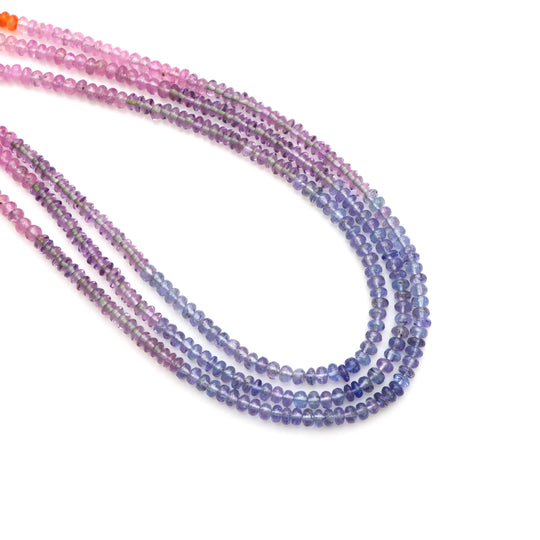 ミックス貴石＆半貴石スムースロンデルビーズ、3.5 mm、貴石＆半貴石ビーズ、18インチフルストランド、1ストランドあたりの価格