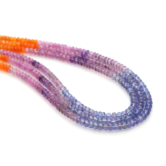 ミックス プレシャス &amp; セミプレシャス スムース ロンデル ビーズ、4.5 mm、プレシャス &amp; セミプレシャス ビーズ、18 インチ フル ストランド、1 ストランドあたりの価格