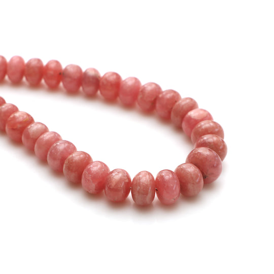 ロードクロサイト スムース ロンデル ビーズ、8 mm ～ 13 mm、ロードクロサイト ジュエリー メイキング ビーズ、20 インチ フル ストランド、1 ストランドあたりの価格