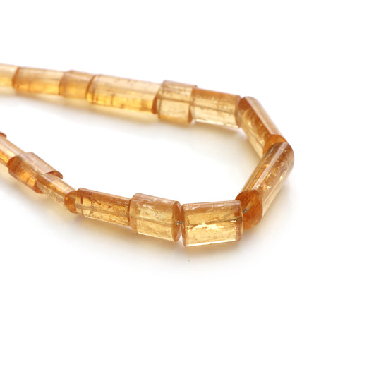 Imperial Topaz Smooth Cylinder Beads, 7x9 mm To 13x22 mm, Orange Imperial Topaz Cylinder, 18 Inches Full Strand, Price Per Strand