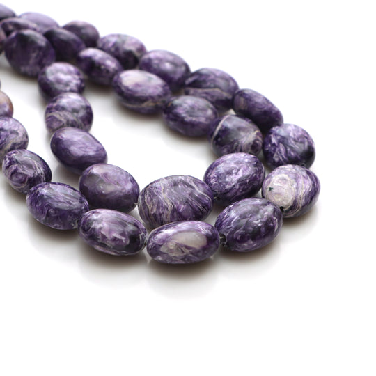 チャロアイト スムース タンブル ビーズ、10x13 mm ～ 15x19 mm、プレーン チャロアイト タンブル、チャロアイト ジュエリー ビーズ、16 インチ フル ストランド、1 ストランドあたりの価格