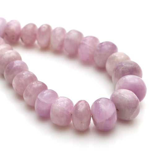 Natural Kunzite Smooth Rondelle Beads, 11 mm To 16 mm, Plain Kunzite Jewelry Making Beads, 18 Inches Full Strand, Price Per Strand