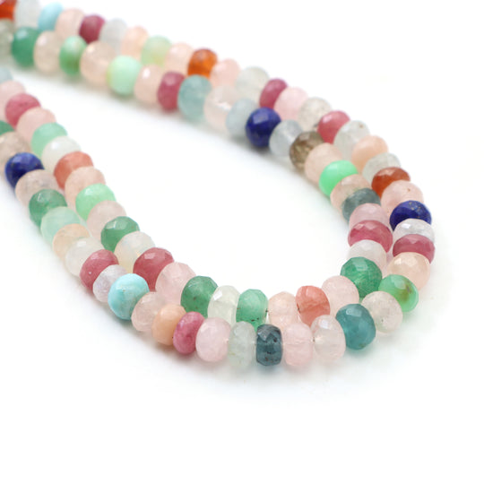 Mix Semi Faceted Rondelle Beads, 6 mm, Mix Semi Jewelry Making Beads, Faceted Semi Beads, Mix Semi Beads, 18 Inches Strand, Price Per Strand
