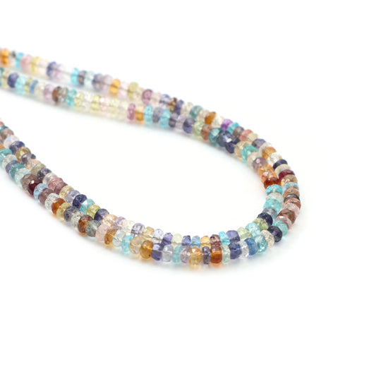 Mix Semi Faceted Rondelle Beads, 3.5 mm to 4 mm, Mix Semi Jewelry Making Beads, Faceted Semi Beads, 18 Inches Full Strand, Price Per Strand