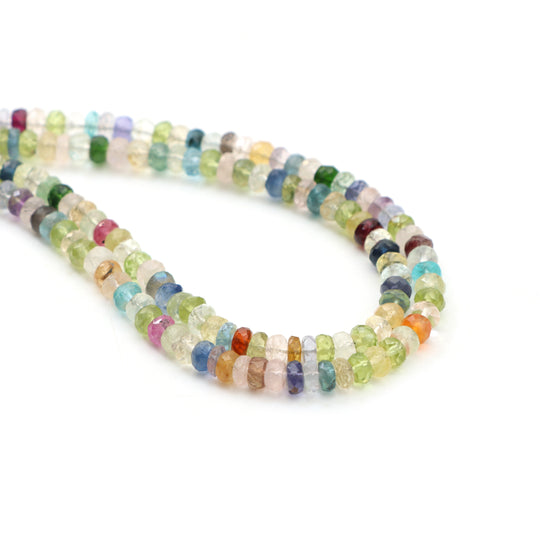 Mix Semi Faceted Rondelle Beads, 5 mm, Mix Semi Jewelry Making Beads, Faceted Semi Beads, Mix Semi Beads, 18 Inches Strand, Price Per Strand