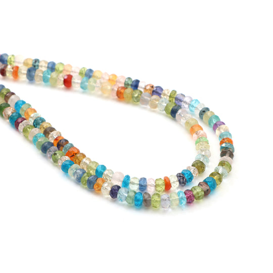 Mix Semi Faceted Rondelle Beads, 4.5 mm, Mix Semi Jewelry Making Beads, Faceted Semi Beads, Mix Semi Beads, 18 Inch Strand, Price Per Strand