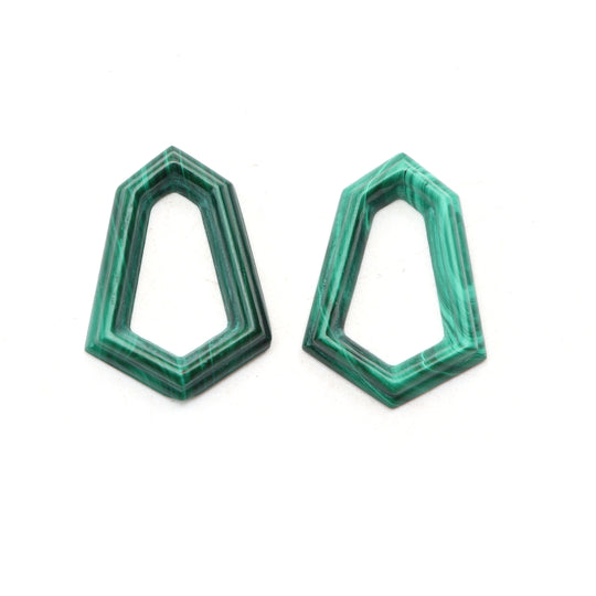 Malachite Kite Carving Loose Gemstone Frame, 17x23.8 mm, Malachite Jewelry Making Carving Gemstone, Malachite Carving, Pair ( 2 Pieces )
