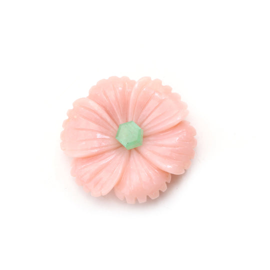 Pink Opal Flower Carving Loose Gemstone, 34.5x35 mm, Pink Opal Jewelry Making Carving Gemstone, Opal Carving Flower, 1 Piece