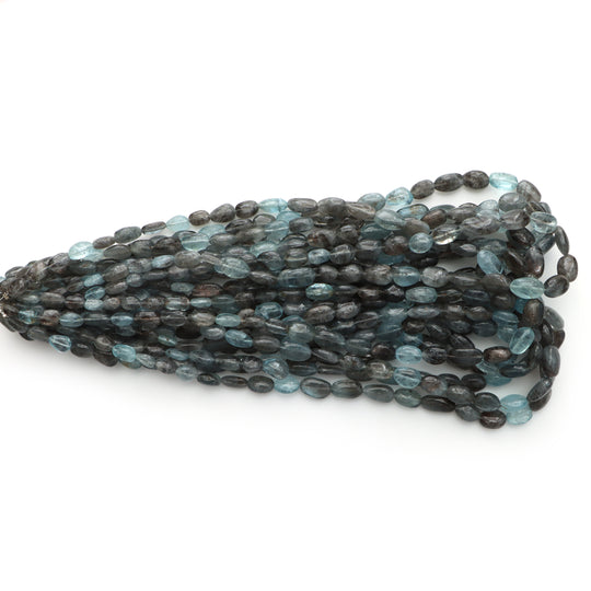 Moss Aquamarine Smooth Tumble Beads, 5x6mm To 8x12.5 mm , Aquamarine Jewelry Making Beads, Plain Tumble, 18 Inches Strand, Price Per Strand