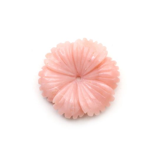 Pink Opal Flower Carving Loose Gemstone, 35x35 mm, Pink Opal Handmade Jewelry Making Gemstone, 1 Piece