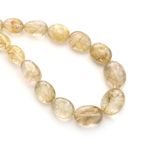 Golden Rutile Smooth Tumble Beads, 8x10 mm to 22x17 mm, Golden Rutile Jewelry Making Tumble, 20 Inches Strand, Price Per Strand, Wholesale