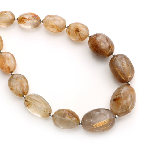 Natural Golden Rutile Smooth Tumble Strand, 7x8mm To 15.5x20.5mm, Golden Rutile Jewelry Making Tumble, 20 Inches Strand, Price Per Strand