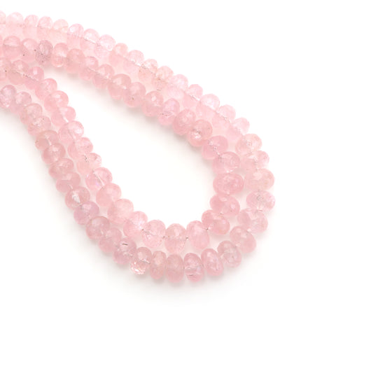 Morganite Faceted Rondelle Beads, 6.5mm to 9.5mm, Top Quality Bead for Jewelry Making, Faceted Morganite, 18 Inches Strand, Price Per Strand