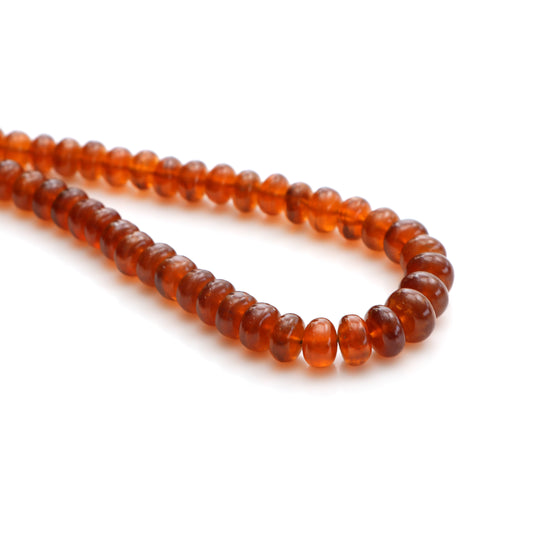 Hessonite Smooth Rondelle Beads, 6 mm to 7.5 mm | Hessonite Jewelry Making Beads | 18 Inches Full Strand | Price Per Strand, Wholesale Beads