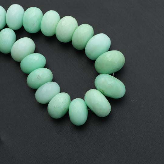 最高品質のクリソプレーズファセットロンデルビーズ、10.5～18.5mm、18インチロンデルストランド、1ストランドあたりの価格、ミントクリソプレーズ宝石ビーズ