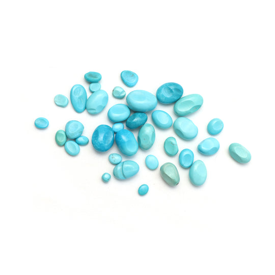 ターコイズ スムース ハンマー加工 タンブル ルース ジェムストーン、4x5 mm ～ 11.5x16 mm、ターコイズ ジェムストーン、プレーン ハンマー加工 タンブル、35 個セット