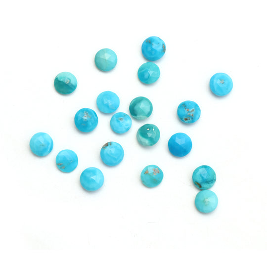 ターコイズ ファセット ラウンド ルース ジェムストーン、8 mm ～ 9 mm、ターコイズ ラウンド カット、ターコイズ ジェムストーン、19 個セット