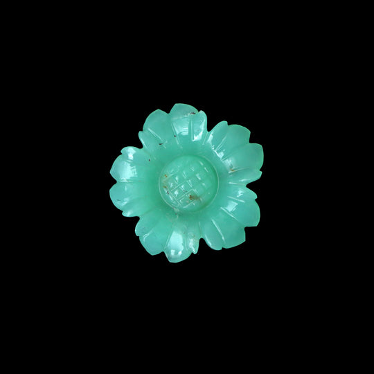 Natural Chrysoprase Flower Carving Loose Gemstone, 21x21mm, Chrysoprase Jewelry Making Gemstone, Flower Carving, 1 Piece