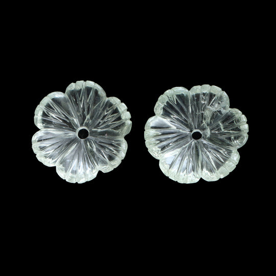 Natural Green Amethyst Flower Carving Loose Gemstone, 20x20mm, Amethyst Jewelry Making Gemstone, Pair (2 Pieces)