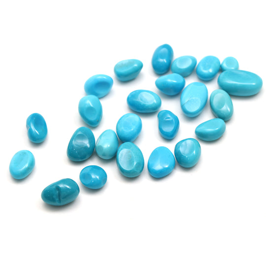 ターコイズ スムース ハンマー加工 タンブル ルース ジェムストーン、7x7.5 mm ～ 10x17 mm、ターコイズ ジェムストーン、プレーン ハンマー加工 タンブル、24 個セット