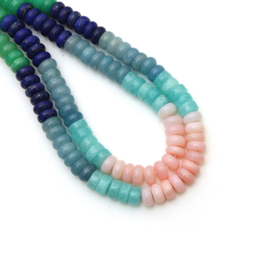 AAA+ Mix Semi Smooth Tyre Beads, 8 mm, Natural Semi Plain Wheels Beads, Mix Semi Heishi Beads, Semi Coin Shape Gemstone, 18 Inches Strand