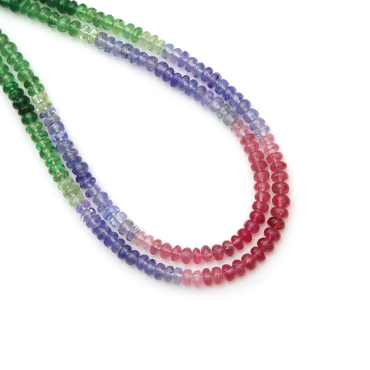 Spinel + Tanzanite + Tsavorite Smooth Rondelle Beads, 4 mm, Mix Semi Gemstone Beads, Pastel Color Beads For Jewelry Making Beads, 18 Inches