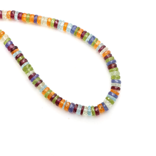 Natural Mix Semi Gemstone Faceted Tyre Beads, Multi Color Stone, 4 mm to 5.5 mm, Mix Semi, 18 Inch Full Strand, Per Strand Price