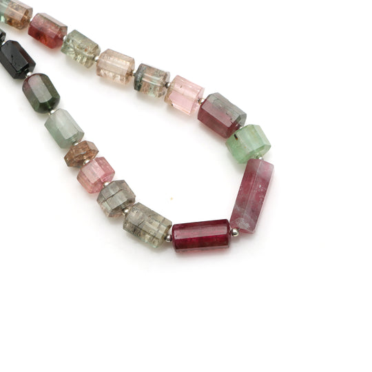 Multi Tourmaline Faceted Cylinder Beads, 6.5x7.5 mm to 7.5x20 mm, Tourmaline Jewelry Making Beads, 17 Inches Full Strand, Price Per Strand