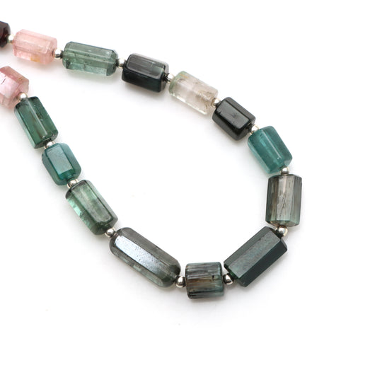 Multi Tourmaline Faceted Cylinder Beads, 4x5 mm to 6x12 mm, Tourmaline Jewelry Making Beads, 18 Inches Full Strand, Price Per Strand
