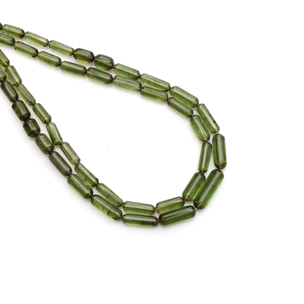 Natural Green Tourmaline Smooth Cylinder Beads
